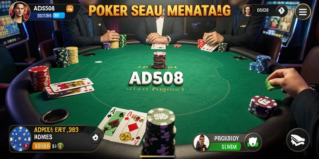 Tangkapan layar utama ADS508 menampilkan gameplay mendebarkan Poker.