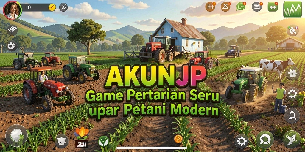Screenshot gameplay AKUNJP menampilkan aktivitas bertani yang menarik.