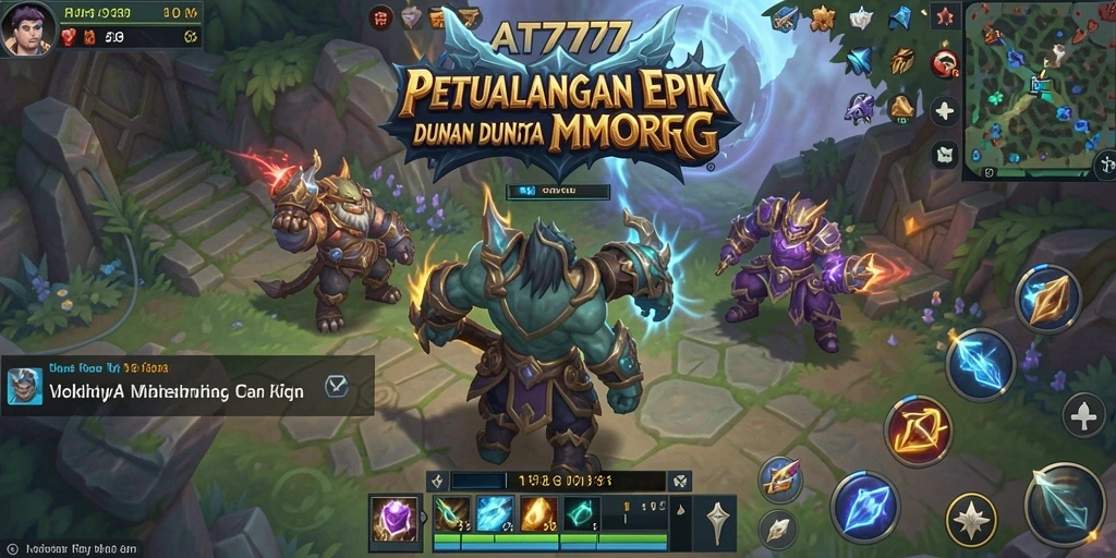 Screenshot menampilkan pertarungan hebat dalam dunia MMORPG AT777.