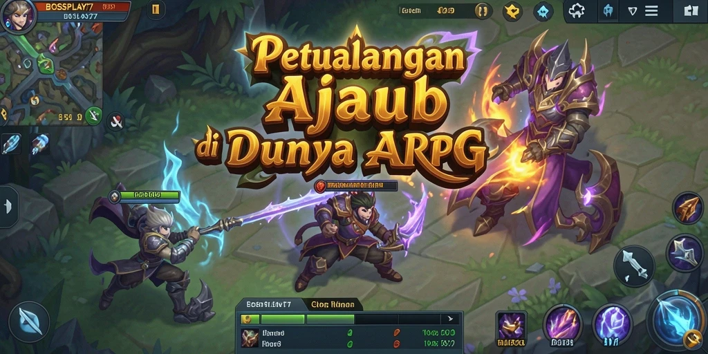 Screenshot menampilkan aksi pertempuran seru di dunia ARPG BOSPLAY77.