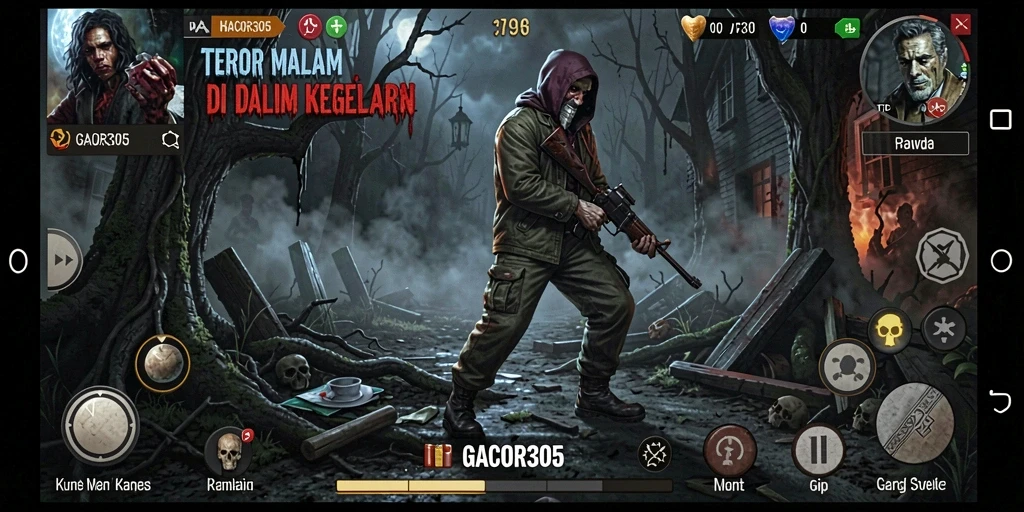 Screenshot gameplay GACOR305 yang memperlihatkan suasana mencekam.