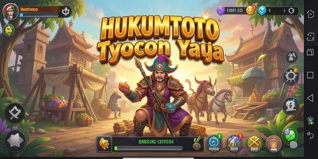 Tangkapan layar HUKUMTOTO menampilkan gameplay yang seru dalam membangun kerajaan Tycoon.