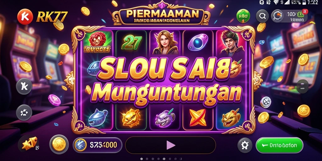 Tangkapan layar gameplay RK77 menampilkan keseruan permainan slot.