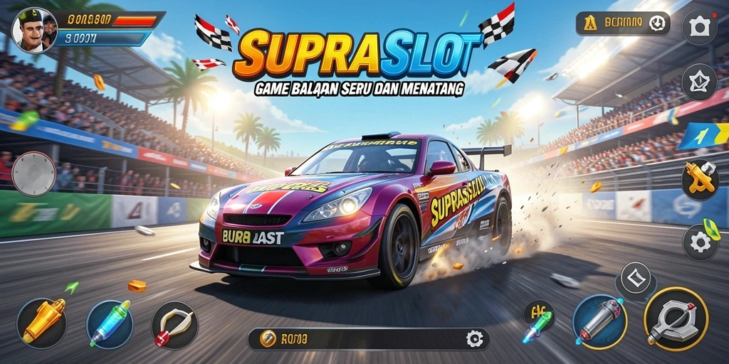 Gameplay balapan mendebarkan di SUPRASLOT dengan grafik memukau.