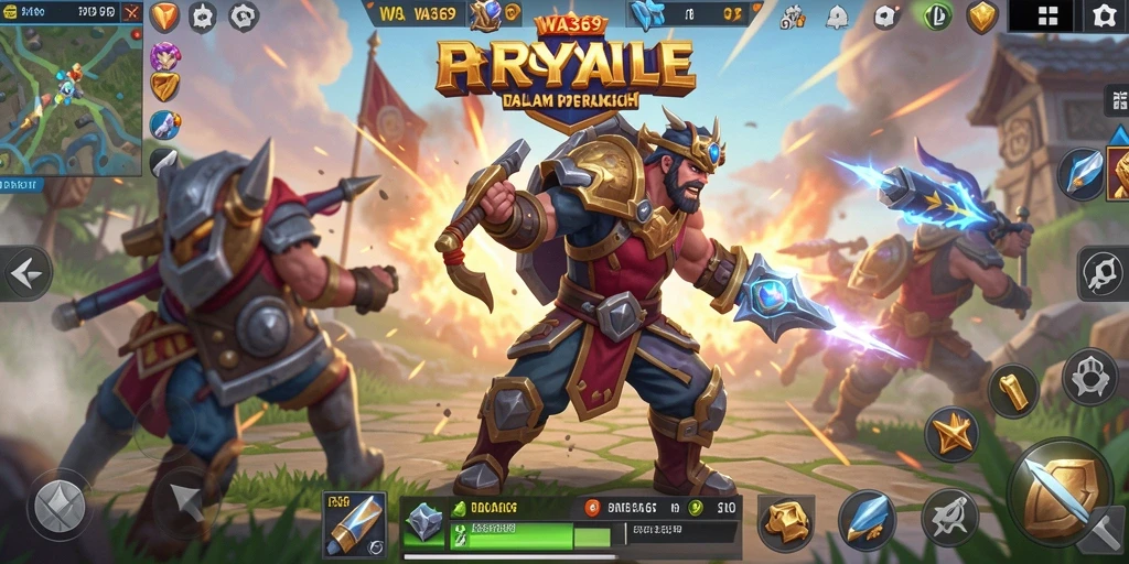 Tangkapan layar gameplay WA369 yang intens dalam pertempuran Battle Royale.